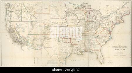 Entlastung durch hachures. Zeigt auch Standorte von ausgewählten mineralischen Ressourcen. Prime Meridiane: Washington und Greenwich. Enthalten sind Hinweise und Unterschrift von Jos. S. Wilson vom Oktober 2nd, 1866; Karte der Vereinigten Staaten und Gebiete: · das Ausmaß der öffentlichen Umfragen und andere Details Stockfoto