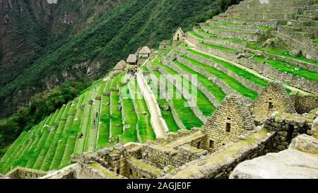 Die Terrassen- oder landwirtschaftlichen Plattformen des Inkareiches, Machu Picchu Cusco Stockfoto
