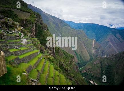 Die Terrassen- oder landwirtschaftlichen Plattformen des Inkareiches, Machu Picchu Cusco Stockfoto