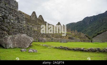 Die Terrassen- oder landwirtschaftlichen Plattformen des Inkareiches, Machu Picchu Cusco Stockfoto