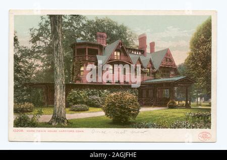Postkarte Serie Artikelnummer: 10208 Erster Auftritt von "Phostint" Markennamen.; Mark Twain House, Hartford, Anschl. Stockfoto