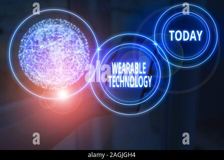 Text Zeichen anzeigen tragbare Technologie. Business Foto Text elektronische Geräte, getragen als Zubehör Elemente dieses Bild von der NASA eingerichtet werden können. Stockfoto
