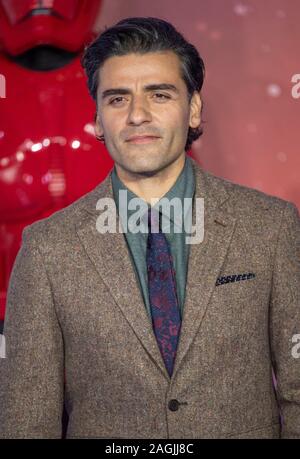 LONDON, ENGLAND - Dezember 18: Oscar Isaac besucht die Europäische Premiere von 'Star Wars: Der Aufstieg der Skywalker" im Cineworld Leicester Square auf Decemb Stockfoto