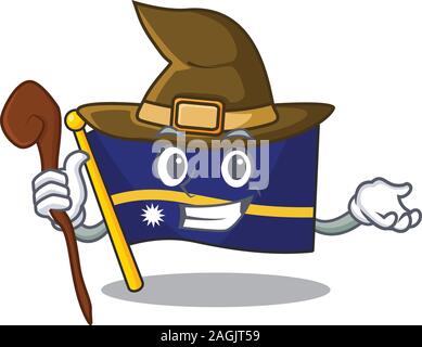 Happy Hexe Flagge nauru Blättern Cartoon Character Design Stock Vektor