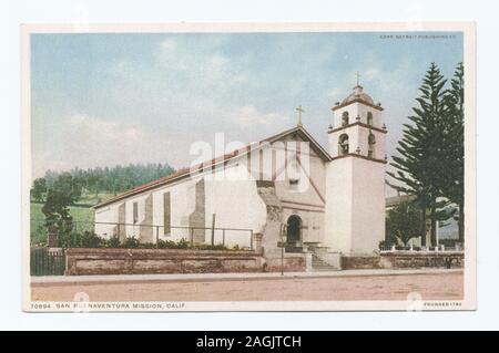 Postkarte Serie Artikelnummer: 70894 Die Serie 14000. 70000 Serie mit großen Lücken in der Nummerierung, könnte für einige unnummerierte Karten.; Mission San Juan Buenaventura, Kalifornien Stockfoto