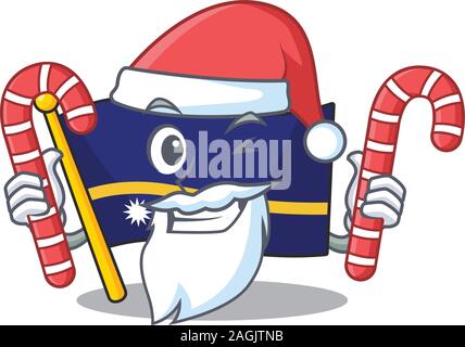 Gerne Flagge nauru Blättern Zeichentrickfigur in Santa mit Süßigkeiten Stock Vektor