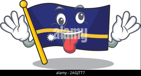 Maskottchen von Crazy Face Flagge nauru Blättern Zeichentrickfigur Stil Stock Vektor