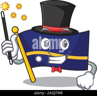 Maskottchen der Flagge nauru Blättern Leistung als Magier Stil Stock Vektor