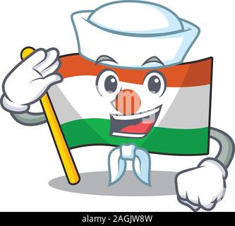 Ein Symbol von der Flagge niger Blättern Sailor cartoon Charakter tragen hat Stock Vektor