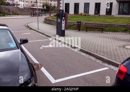 Ladestation am Busbahnhof in Glashutte, Sächsische Switzerland-Eastern Erzgebirge Stockfoto