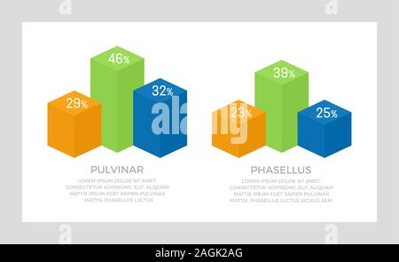 Satz von grün und blau, orange Elemente für infografik Präsentationsfolien mit Diagrammen, Grafiken, Broschüren, Schritte. Stock Vektor