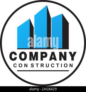 Immobilien Logo Design Vorlage, Gebäude Logo Konzept, gerundet, Blauer, weißer Hintergrund, Vektor-EPS 10. Stock Vektor