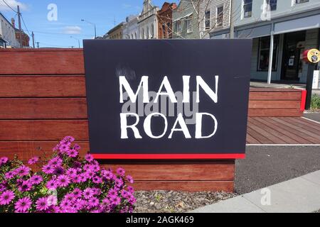 Das Schild Main Road Precinct in Ballarat, Australien Stockfoto