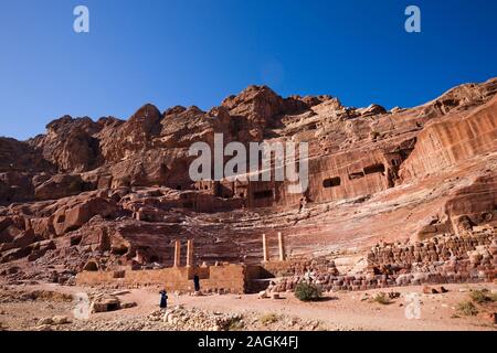 Petra, das Römische Theater, skulpturelle alte Architektur, Jordanien, Naher Osten, Asien Stockfoto