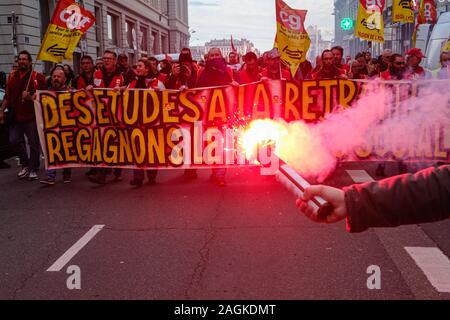 Dezember 19, 2019, Lyon, Auvergne-Rh ône-Alpes, Frankreich. Neue Mobilisierung gegen die Rentenreform. Stockfoto