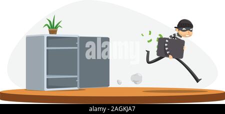 Ein Dieb stiehlt aus dem Safe. Isolierte Vector Illustration Stock Vektor