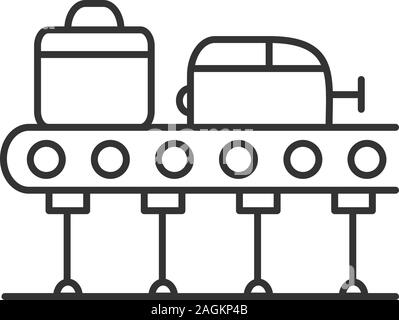 Gepäckkarussell lineare Symbol. Der gepäckausgabe. Dünne Linie Abbildung. Gepäck Förderband. Kontur Symbol. Vektor isoliert Maßbild Stock Vektor