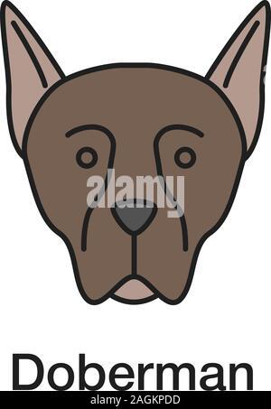 Dobermann Farbe Symbol. Guardian Hunderasse. Isolierte Vector Illustration Stock Vektor