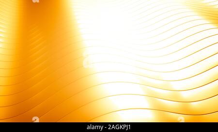 Golden schöne bunte 3D-Hintergrund mit glatten Linien und Wellen von Metall. 3D-Rendering, 3D-Darstellung. Stockfoto