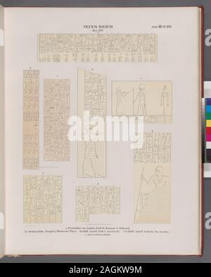 Neues Reich. Dyn. XXVI. a. Pyramiden von Saqâra [Saqqârah]. Grab 23. Kammer B. Südwand; v. Chr. Medînet Hâbu. Tempel JJ... ; D.e. Südl. Asasîf. Greifer 3 [Plan. § XXI]; f.h. Nördl. Asasîf. Grab 23. [Plan. Abschn. XII, a.] [e. Jetzt in K. Museum]; Neues Reich. Dyn. XXVI. a. Pyramiden von Saqâra [Saqqârah]. Grab 23. Kammer B. Südwand; v. Chr. Medînet Hâbu. Tempel JJ... ; D.e. Südl. Asasîf. Greifer 3 [Plan. § XXI]; f.h. Nördl. Asasîf. Grab 23. [Plan. Abschn. XII, a.] [e. Jetzt in K. Museum] Stockfoto