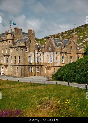 Amhuinnsuidhe Castle privates Landhaus, bekannt für Schießfeste und Lachs- und Forellenfischen, Insel Harris, Äußere Hebriden, Schottland Stockfoto