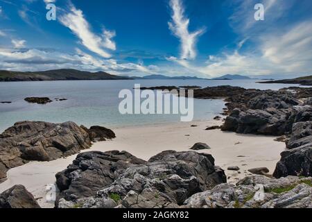 Atlantikküste bei Hushinish an der Westküste der Insel Harris, Outer Hebrides, Schottland Stockfoto