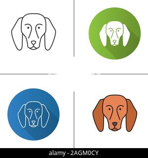 Beagle icon. Hund Hunderasse. Flache Bauweise, lineare und Farbe Stile. Isolierte Vektorgrafiken Stock Vektor