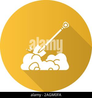 Graben Schaufel flach linear lange Schatten Symbol. Spaten. Vektor Struktursymbol Stock Vektor