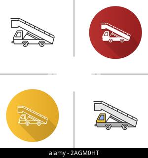 Treppe lkw-Symbol. Airstair. Passagier Gangway. Flache Bauweise, lineare und Farbe Stile. Isolierte Vektorgrafiken Stock Vektor