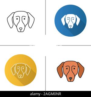 Dackel Symbol. Hotdog. Hund Hunderasse. Flache Bauweise, lineare und Farbe Stile. Isolierte Vektorgrafiken Stock Vektor