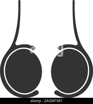 Hoden glyph Icon. Hoden. Männliche reproduktive Drüse. Silhouette Symbol. Negativer Platz. Vektor isoliert Abbildung Stock Vektor