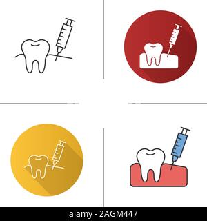 Gum-Symbol. Zahnärztliche Anästhesie. Flache Bauweise, lineare und Farbe Stile. Isolierte Vektorgrafiken Stock Vektor