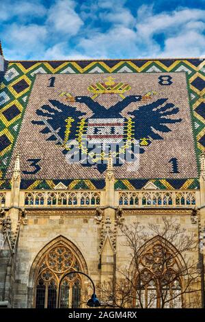 Dachziegel Mosaik, St. Stephen's Cathedral oder Stephansdom, Wien, Österreich Stockfoto