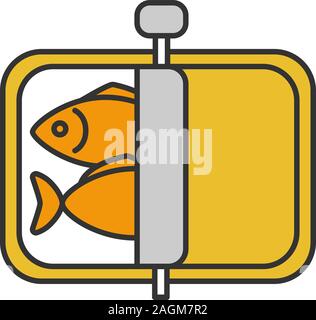 Sprotten Farbe Symbol. Fischkonserven. Isolierte Vector Illustration Stock Vektor