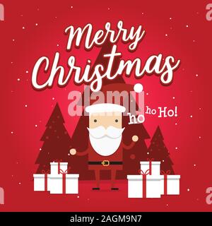 Weihnachtsgrußkarte mit Weihnachten Santa Claus. Vektor-Illustration. Stock Vektor