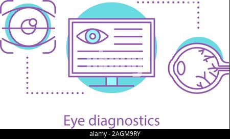 Auge Diagnosekonzept Symbol. Augenheilkunde Idee dünne Linie Abbildung. Vision Behandlung. Retina Scan. Vektor isoliert Maßbild Stock Vektor