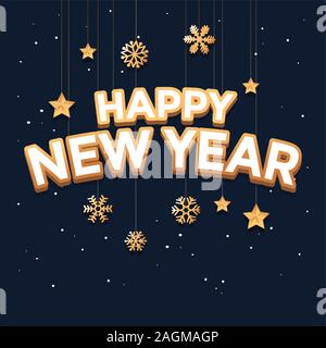 Frohes neues Jahr Text. Vektor Stock Vektor