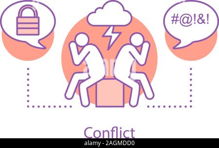 Konflikt Konzept Symbol. Uneinigkeit Idee dünne Linie Abbildung. Streit. Vektor isoliert Maßbild Stock Vektor