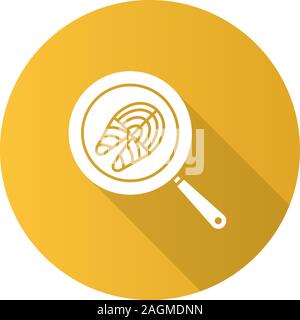 Fisch steak braten auf Küche pan flache Bauweise lange Schatten glyph Icon. Vektor silhouette Abbildung Stock Vektor