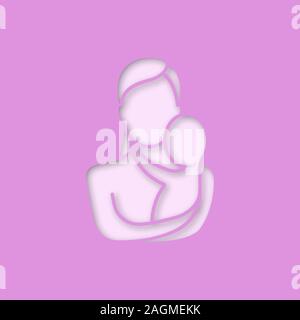 Mutter holding newborn baby Papier schneiden Sie Symbol. Geburt. Die Mutterschaft. Vektor silhouette isoliert Abbildung Stock Vektor