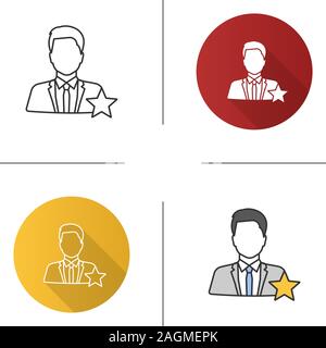 Schauspieler oder TV-Moderatorin Symbol. Filmstar. Flache Bauweise, lineare und Farbe Stile. Isolierte Vektorgrafiken Stock Vektor