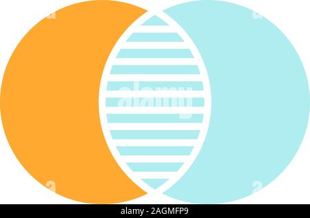 Diskrete Mathematik Glyphe Farbe Symbol. Überlappende Kreise. Kreuzung. Mengendiagramm. Silhouette Symbol auf weißem Hintergrund ohne Grenzen. Negative spac Stock Vektor