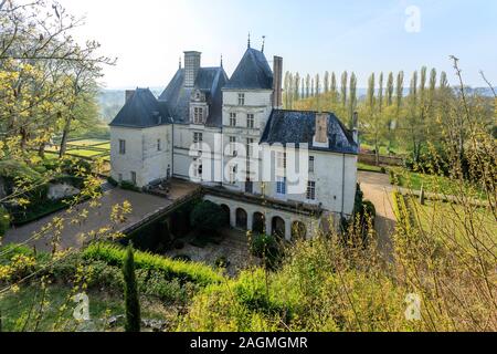 Frankreich, Maine-et-Loire, Loire Tal, Ponce sur le Loir, Chateau de Ponce Gärten, Schloss und Terrasse (édition" Beaux livres indisponible) // Frankreich, Sarthe (72), Stockfoto