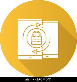 Geräte Passwörter ändern flache Bauweise lange Schatten glyph Icon. Der cybersicherheit. Smartphone Sicherheit Synchronisation. Vektor silhouette Abbildung Stock Vektor