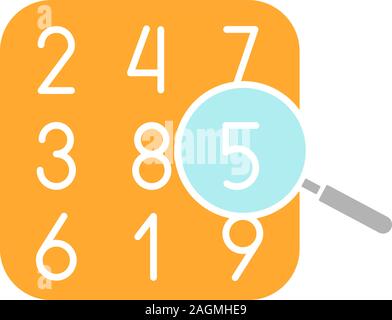 Theorie Glyphe Farbe Anzahl Symbol. Arithmetik. Lernen Anzahl und Zählen. Silhouette Symbol auf weißem Hintergrund ohne Grenzen. Negativer Platz. Vecto Stock Vektor