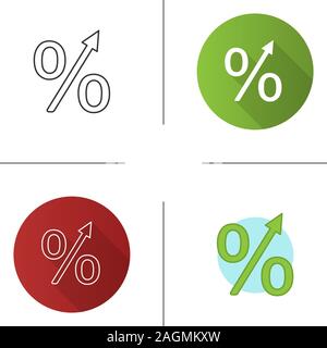 Wachstum in Prozent angezeigt. Gewinn steigt. Flache Bauweise, lineare und Farbe Stile. Isolierte Vektorgrafiken Stock Vektor