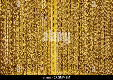 Abstrakte glänzenden goldenen Linien und blasen Kulisse, verschwommenes Bild Hintergrund, leuchtende Gold farbigen dekorative Streifen Muster, Gelb metallic Textur Stockfoto