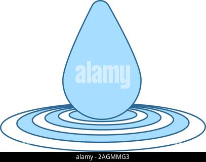 Water Drop Symbol. Dünne Linie mit blauer Füllung Design. Vector Illustration. Stock Vektor