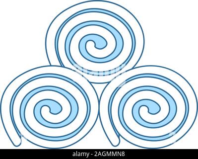 Stoffhandtuchrollen Symbol. Dünne Linie mit blauer Füllung Design. Vector Illustration. Stock Vektor