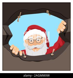Santa Claus und sein Geschenk Tasche Stock Vektor